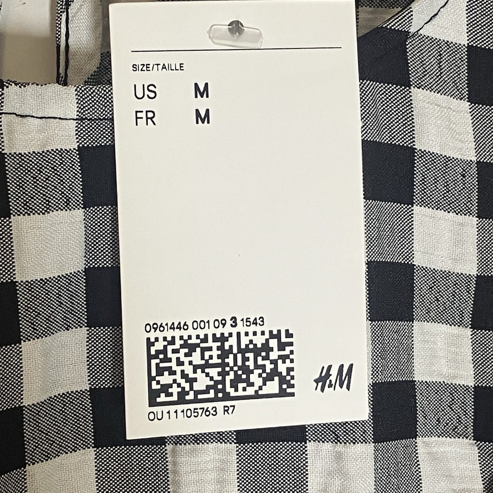 H&M DIVIDED Top Womens Medium Black White Gingham Ruffle Crop Blouse Cottage M - Picture 5 of 16
